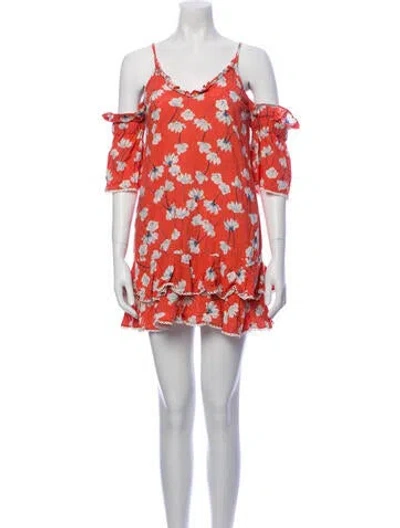 Pre-owned Nicholas Floral Print Mini Dress In Orange