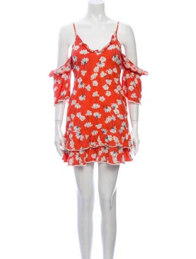 Pre-owned Nicholas Floral Print Mini Dress In Orange