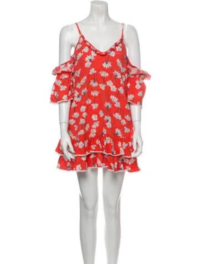 Pre-owned Nicholas Floral Print Mini Dress In Orange