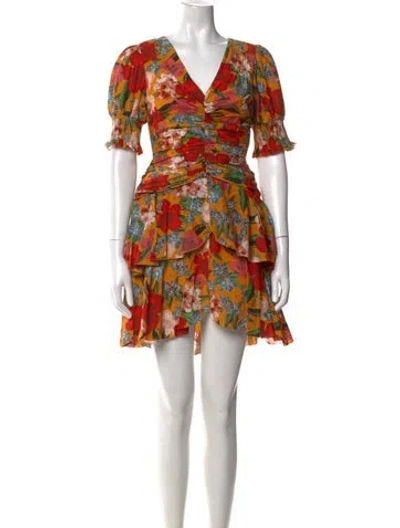 Pre-owned Nicholas Floral Print Mini Dress In Orange