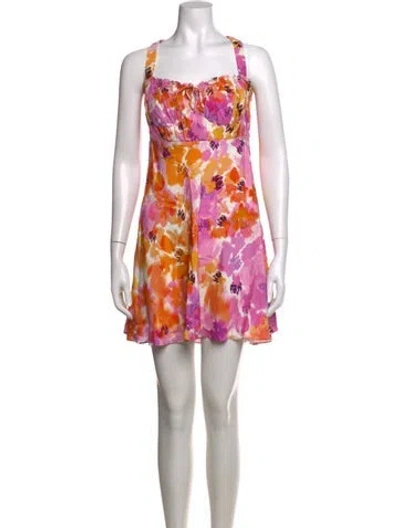 Pre-owned Nicholas Floral Print Mini Dress In Pink