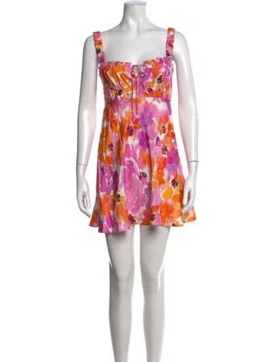 Pre-owned Nicholas Floral Print Mini Dress W/ Tags In Neutral