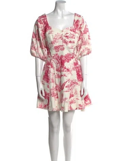 Pre-owned Nicholas Floral Print Mini Dress In White