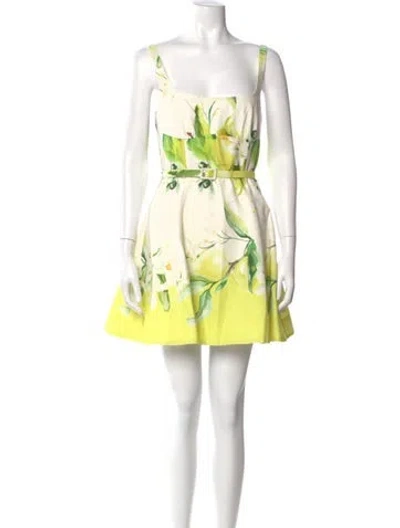Pre-owned Nicholas Floral Print Mini Dress In Yellow