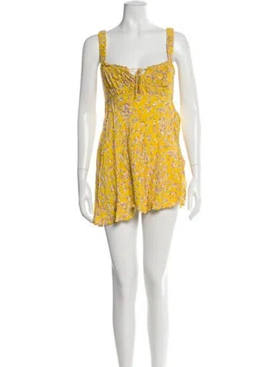 Pre-owned Nicholas Floral Print Mini Dress In Yellow
