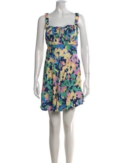Pre-owned Nicholas Floral Print Mini Dress In Yellow