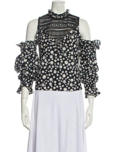 Pre-owned Nicholas Floral Print Mock Neck Blouse In Multi