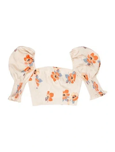 Pre-owned Nicholas Floral Print Strapless Crop Top In Neutral