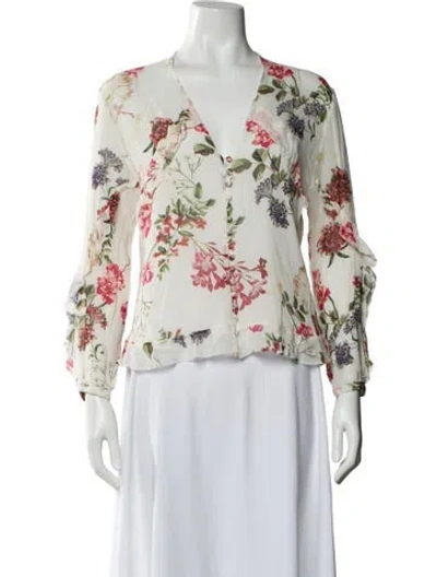 Pre-owned Nicholas Floral Print V-neck Blouse In Neutral