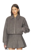 Nicholas Frida Bomber Wool Blend Jacket In Brown