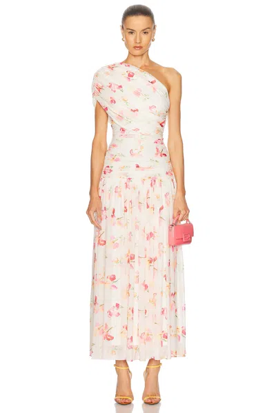 Nicholas Gaia One Shoulder Drop Waist Midi Dress In Aviva Floral