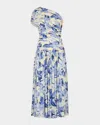 Nicholas Gaia Ruched One-shoulder Jersey Maxi Dress In Lunasky Wildfl