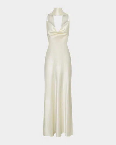 Nicholas Geneva Draped Satin Gown In Neutral