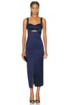 Nicholas Gia Corset Midi Dress In Navy