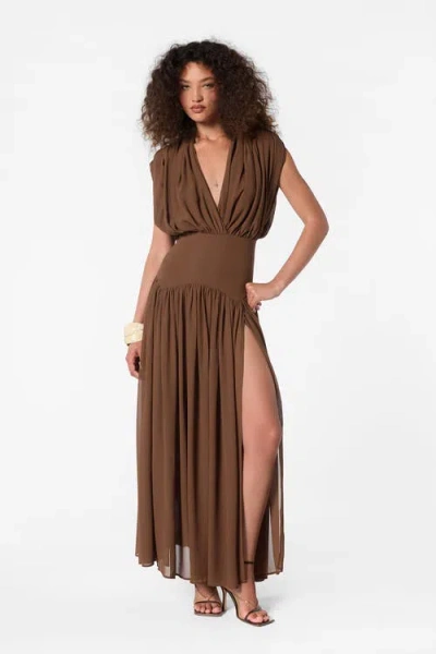 Nicholas Giana Open-panel Maxi Dress In Brown