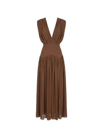 Nicholas Giana Open-panel Maxi Dress In Brown