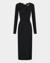 Nicholas Ginerva Cutout Chain-link Ribbed Midi Dress In Black