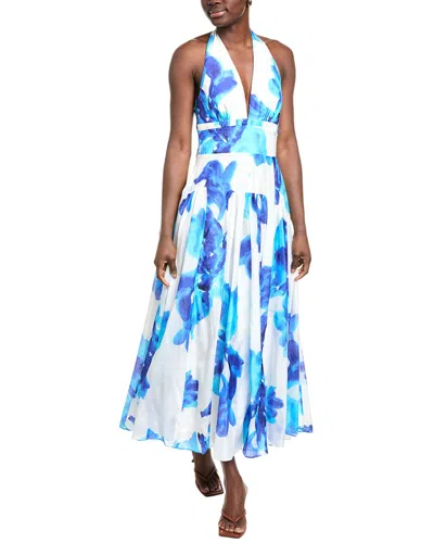 Nicholas Giulia Silk-blend Midi Dress In Blue