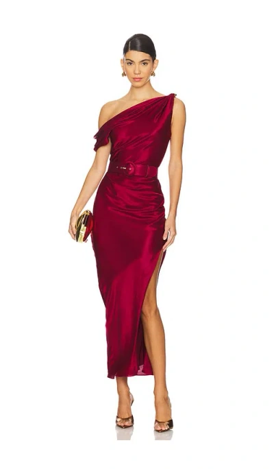 Nicholas Halle Off The Shoulder Dress In 波尔多红葡萄酒色