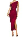 Nicholas Halle Off The Shoulder Dress In Bordeaux In Red