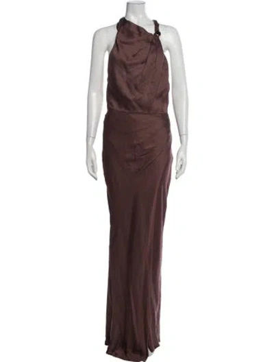 Pre-owned Nicholas Halterneck Long Dress In Brown