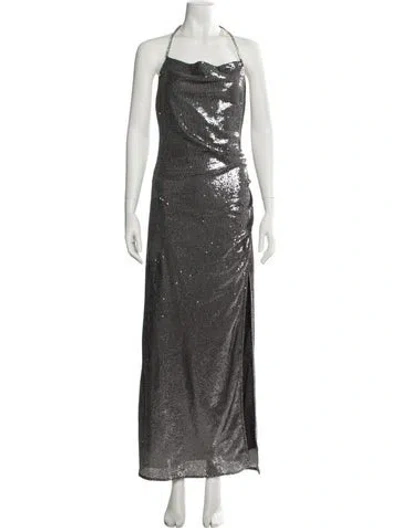 Pre-owned Nicholas Halterneck Long Dress In Gray