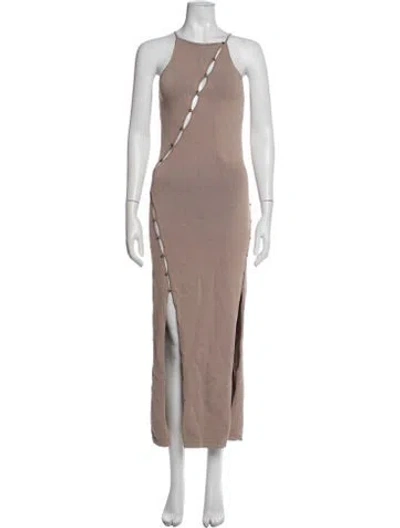 Pre-owned Nicholas Halterneck Long Dress In Neutrals