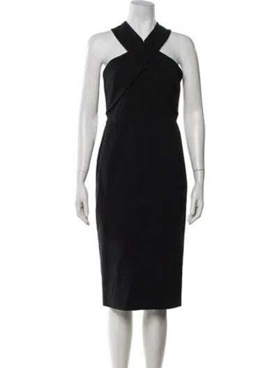 Pre-owned Nicholas Halterneck Midi Length Dress In Black