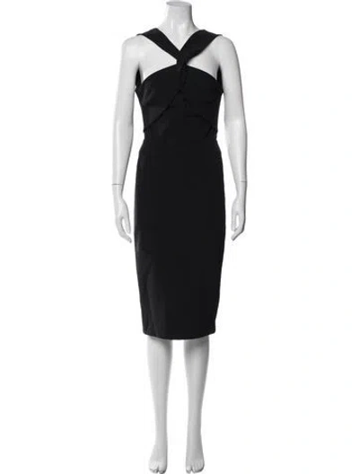 Pre-owned Nicholas Halterneck Midi Length Dress In Black
