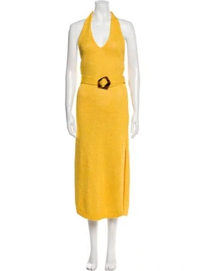 Pre-owned Nicholas Halterneck Midi Length Dress In Yellow