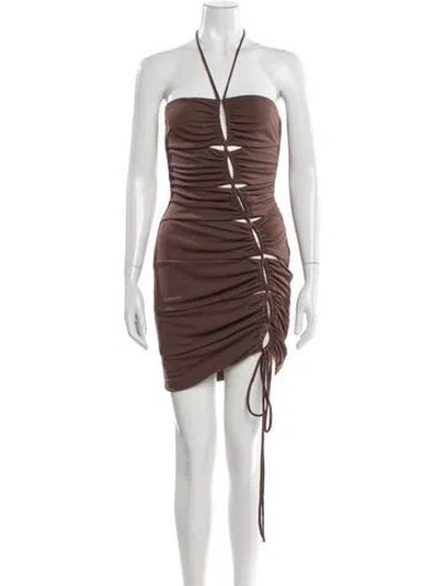 Pre-owned Nicholas Halterneck Mini Dress In Brown