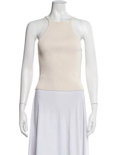 Pre-owned Nicholas Halterneck Sleeveless Crop Top In Neutrals