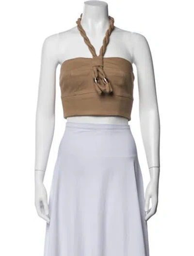 Pre-owned Nicholas Halterneck Sleeveless Crop Top In Orange