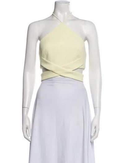 Pre-owned Nicholas Halterneck Sleeveless Crop Top In Yellow