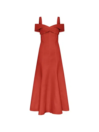 Nicholas Ivana Off-shoulder Midi Dress In Pink