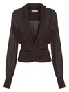 Nicholas Jacqueline Pleated-gathered Top In Brown
