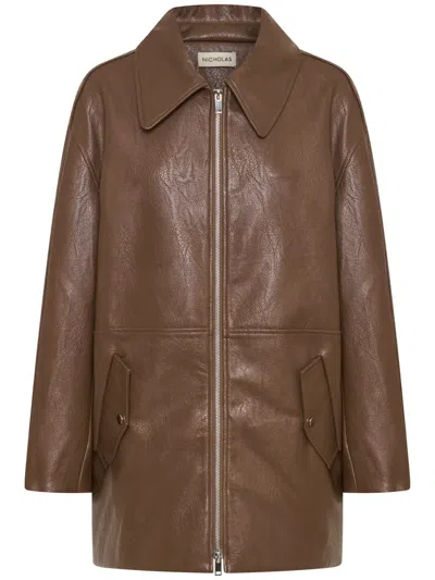 Nicholas Jael Faux-leather Jacket In Brown