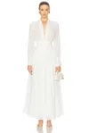 Nicholas Jocelyn Deep Plunge Maxi Dress In Ivory