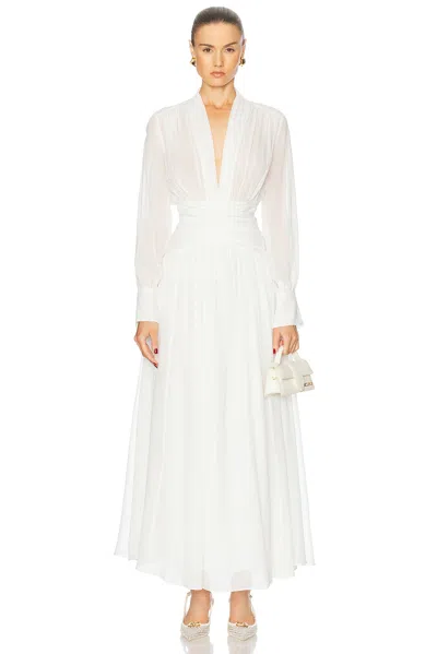Nicholas Jocelyn Deep Plunge Maxi Dress In Ivory