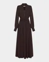 Nicholas Jocelyn Ruched Deep V-neck Gown In Brown