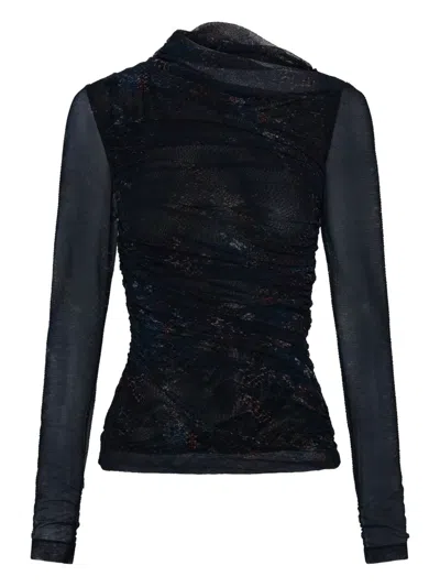 Nicholas Joey Snake-print Ruched Top In Black