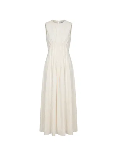 Nicholas Jordi Pleated-waist Midi Dress In White