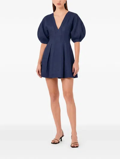 Nicholas Josefa Puff-sleeve Mini Dress In Black