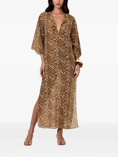 Nicholas Jovana Caftan Maxi Dress In Brown