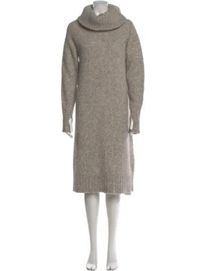 Pre-owned Nicholas K Alpaca Knee-length Dress In Neutral