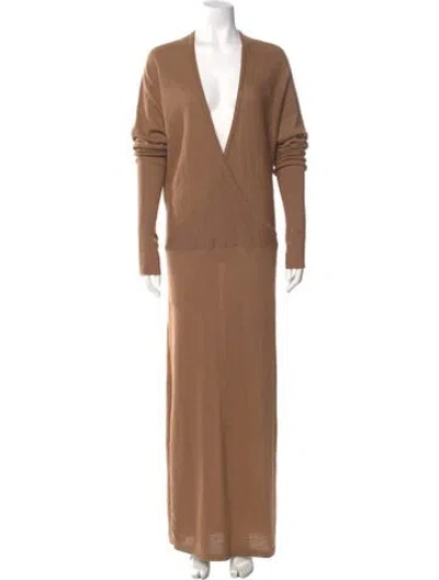 Pre-owned Nicholas K Alpaca Long Dress In Brown