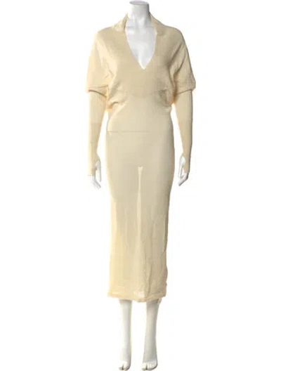 Pre-owned Nicholas K Alpaca Long Dress In Neutral