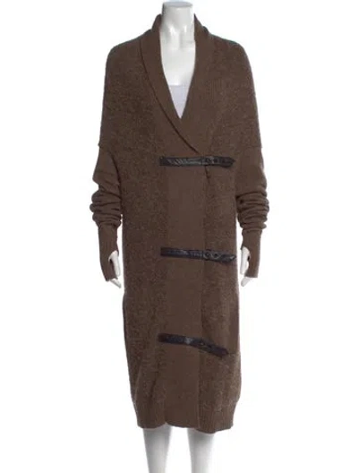 Pre-owned Nicholas K Alpaca Open Front Sweater In Brown