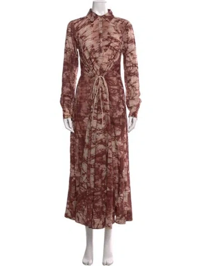 Pre-owned Nicholas K Animal Print Long Dress In Burgundy