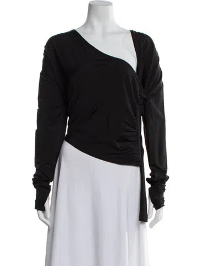 Pre-owned Nicholas K Asymmetrical Long Sleeve Top W/ Tags In Black